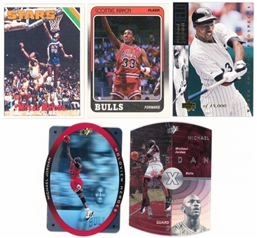 1975-1996 NBA Card Lot of (5) Including Moses Malone and Scottie Pippen Rookie Cards